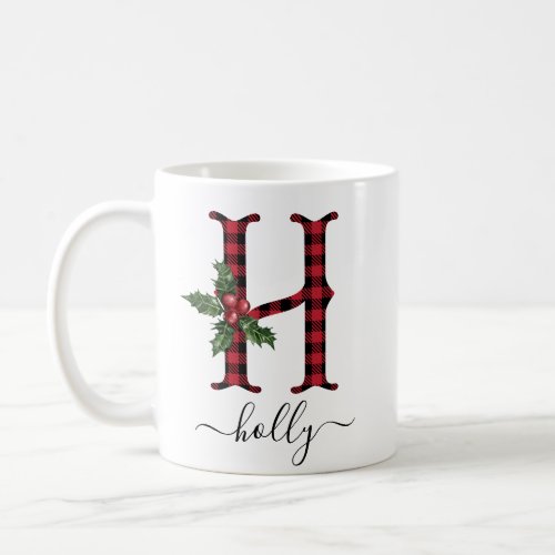 Buffalo Plaid H Monogram Christmas Coffee Mug