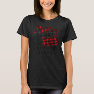 Buffalo Plaid Happy 100th Day Of School Hooray For T-Shirt