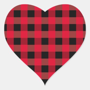 Buffalo Plaid Heart Heart Sticker by stickywicket at Zazzle