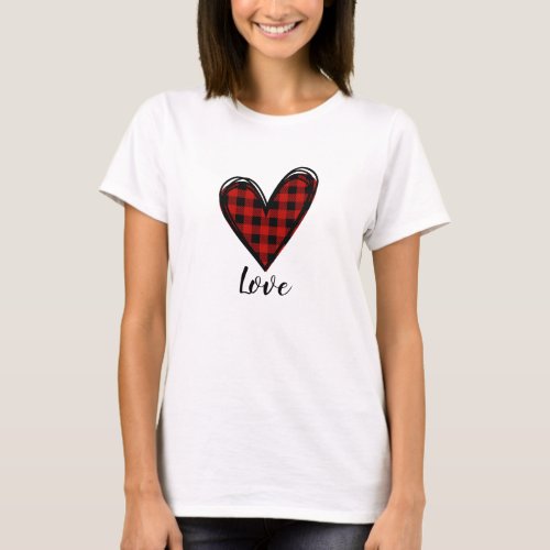 Buffalo Plaid Heart Outline Valentines Shirt