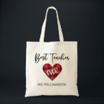Buffalo Plaid Heart Teacher Appreciation Name Tote Bag<br><div class="desc">Show your favorite teacher how much you appreciate them with this Buffalo Plaid Heart Teacher Appreciation Personalized tote bag. Tote bag is part of a collection. If you need assistance personalizing your tote bag, please don't hesitate to contact me via email or Facebook. Like our Facebook page for new products,...</div>