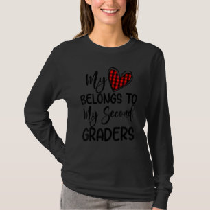 Buffalo Plaid Heart Valentines Day Second graders T-Shirt