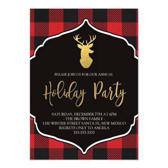 Buffalo Plaid Holiday Party Invitation