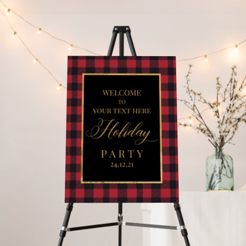 Buffalo Plaid Holiday Party Welcome Sign Fotoboard