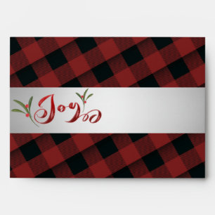 Buffalo plaid holly berry JOY Envelope