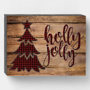 Buffalo Plaid, holly jolly Wood Sign