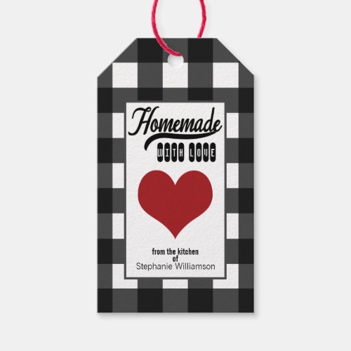 Buffalo Plaid Homemade with Love Heart Food   Gift Tags