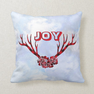 Buffalo Plaid Horns Throw Pillow