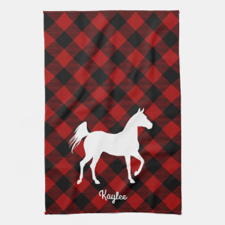 Buffalo Plaid Horse Lover Kitchen Towel