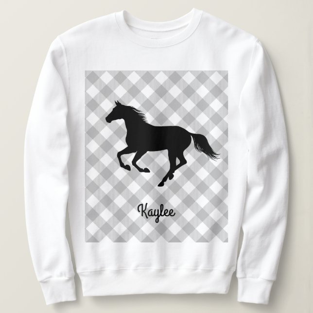 Buffalo Plaid Horse Lover (Not So) Ugly Sweater (Design Front)