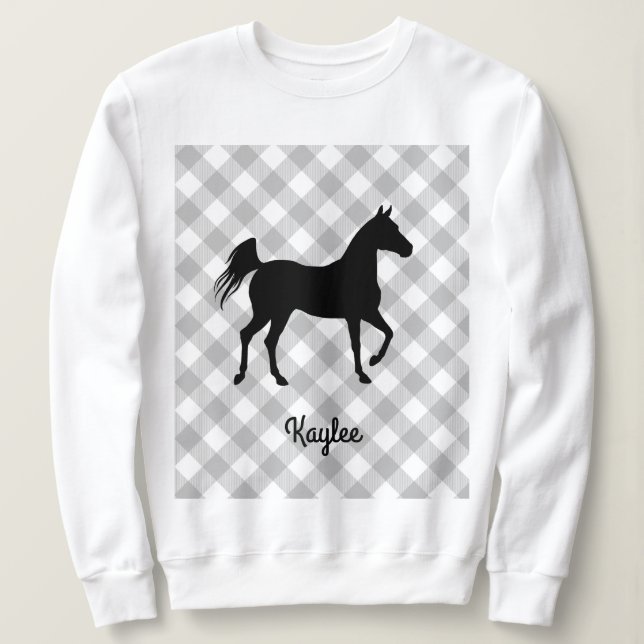 Buffalo Plaid Horse Lover (Not So) Ugly Sweater (Design Front)
