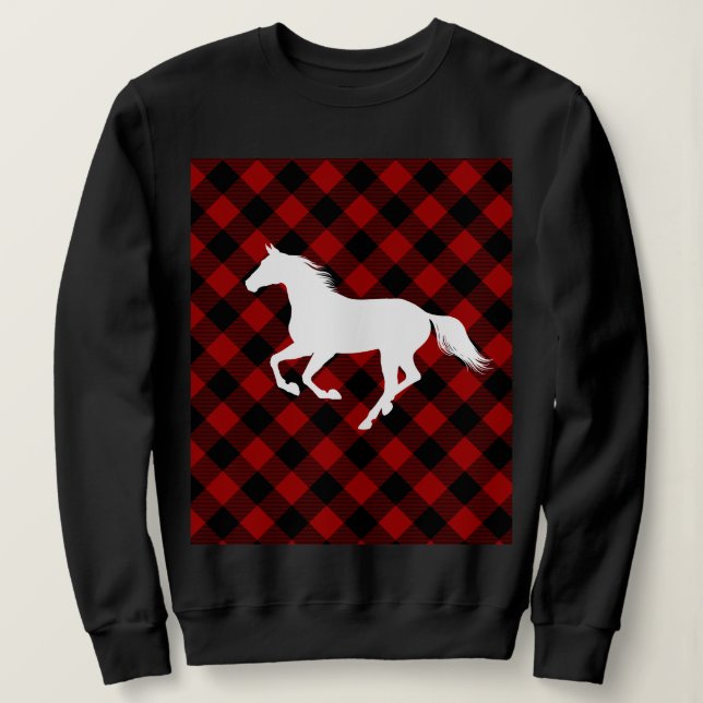 Buffalo Plaid Horse Lover (Not So) Ugly Sweater (Design Front)