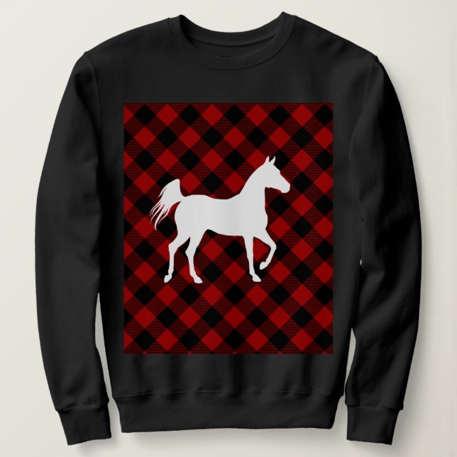 Buffalo Plaid Horse Lover (Not So) Ugly Sweater (Design Front)