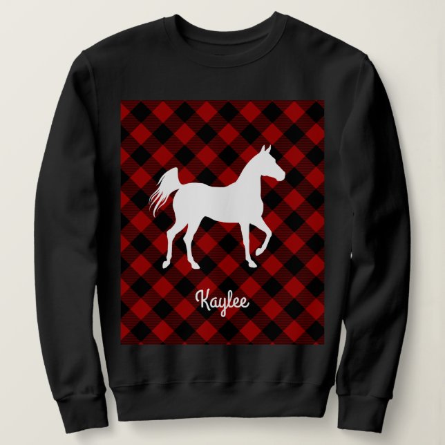 Buffalo Plaid Horse Lover (Not So) Ugly Sweater (Design Front)