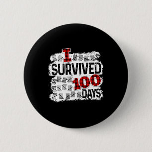 Buffalo Plaid I Survived 100 Days Of School Studen Button
