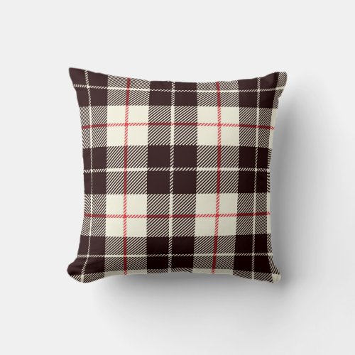 Buffalo Plaid In Black Tan and Red Throw Pillow