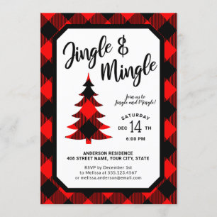 Buffalo Plaid Jingle and Mingle Holiday Party Invitation