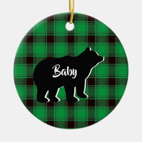 Buffalo Plaid Juvenile Bear Design Ornament