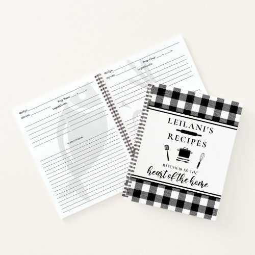 Buffalo Plaid Kitchen is Heart Home White Recipe Notebook