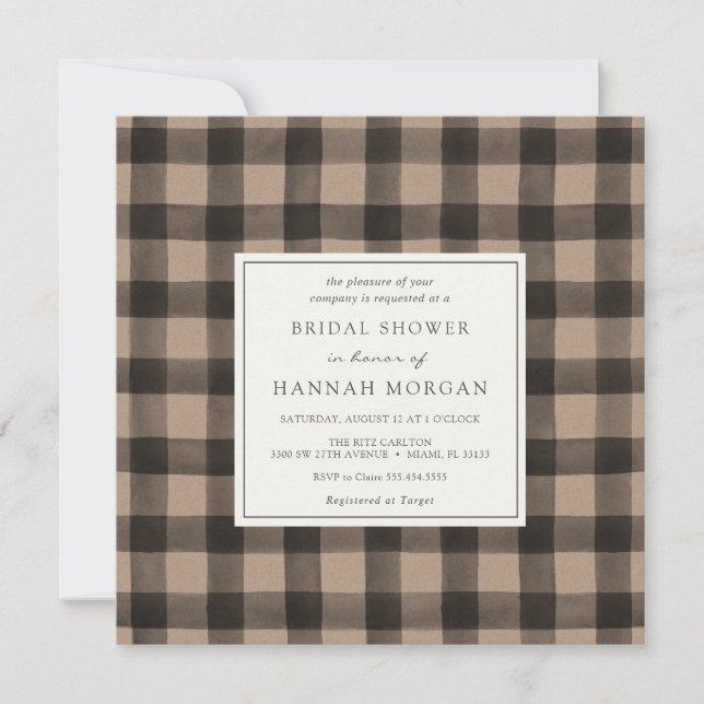 Buffalo Plaid Kraft Bridal Shower Invitation (Front)