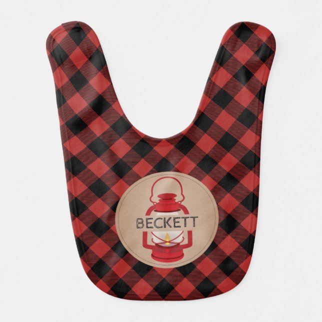 Buffalo Plaid Lantern Baby Bib (Front)