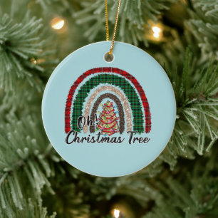 Buffalo Plaid & Leopard Print Rainbow (2) Ceramic Ornament