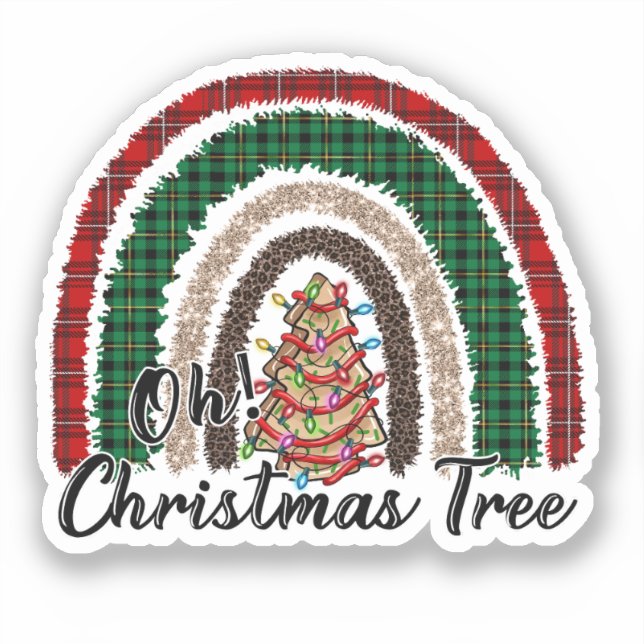 Buffalo Plaid & Leopard Print Rainbow (2) Sticker (Front)