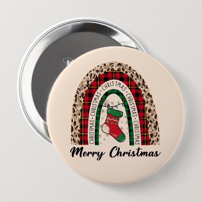 Buffalo Plaid & Leopard Print Rainbow Button (Front & Back)