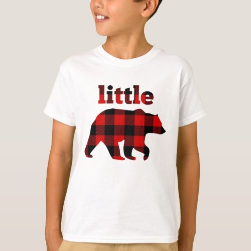 Buffalo plaid little bear T_Shirt