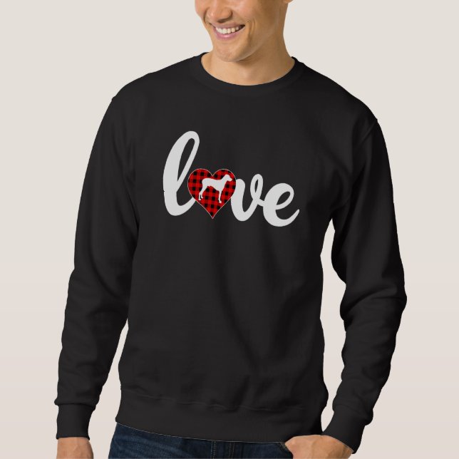 Buffalo Plaid Love Rhodesian Ridgeback Dog Valenti Sweatshirt (Front)