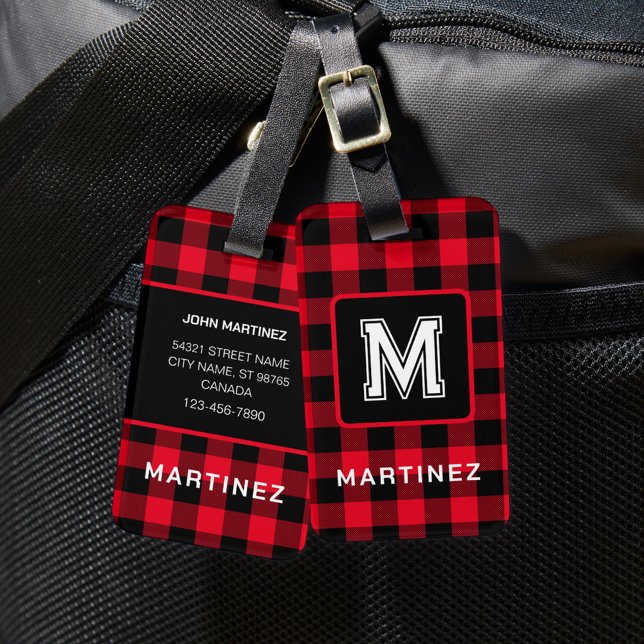 Buffalo Plaid Luggage Tag with Monogram (Creator Uploaded)