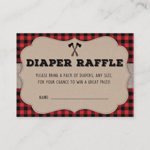 Buffalo Plaid Lumberjack Baby Diaper Raffle Ticket Enclosure Card