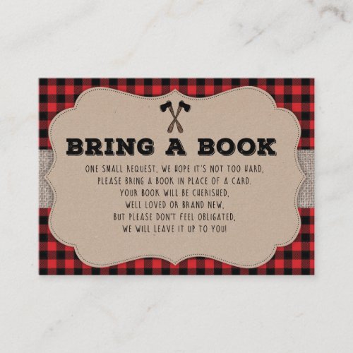 Buffalo Plaid Lumberjack Baby Shower Book Request Enclosure Card