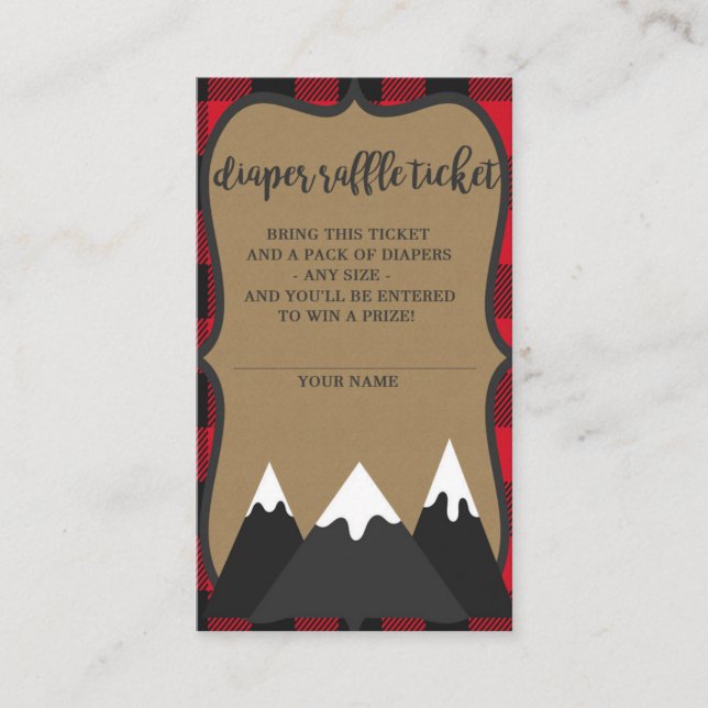 Buffalo Plaid Lumberjack Baby Shower Diaper Raffle Enclosure Card (Front)