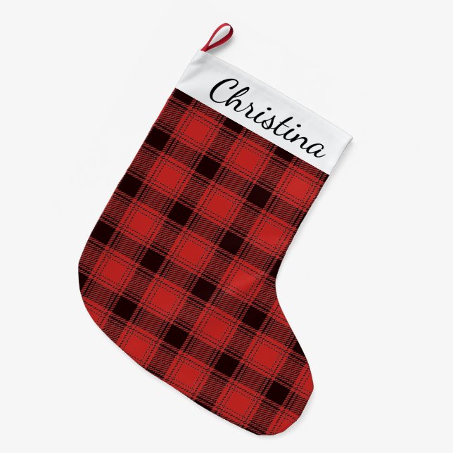 Buffalo Plaid Lumberjack Christmas Stocking (Front (Hanging))