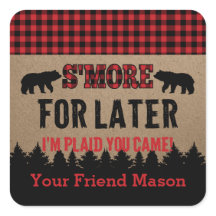 Buffalo Plaid Lumberjack S'more Favor Sticker