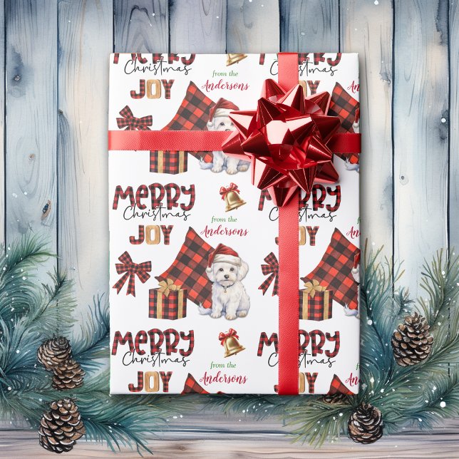Buffalo Plaid Maltese Dog Christmas Wrapping Paper (Creator Uploaded)