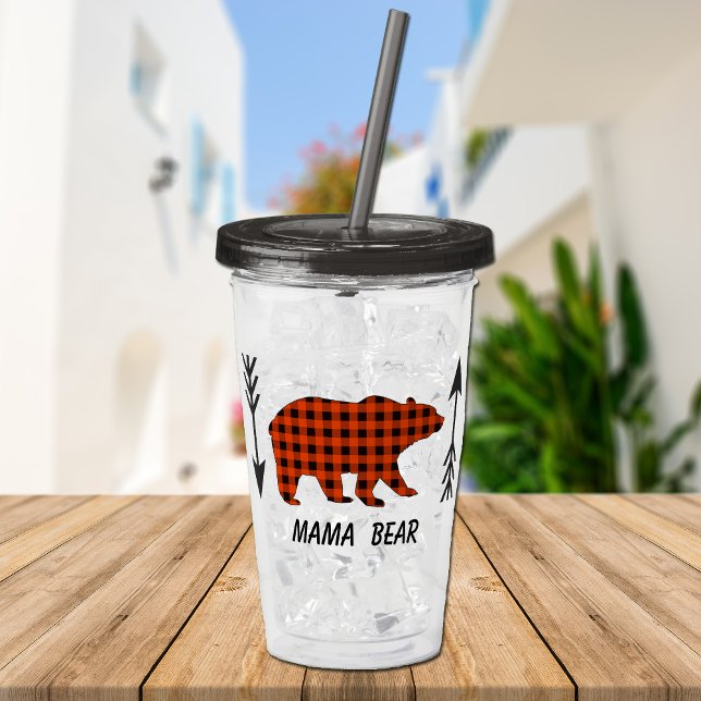 Buffalo Plaid Mama Bear Acrylic Tumbler (Creator Uploaded)