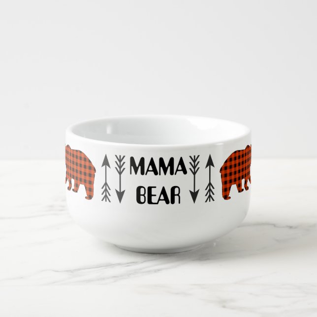 Buffalo Plaid Mama Bear Soup Bowl (Front)