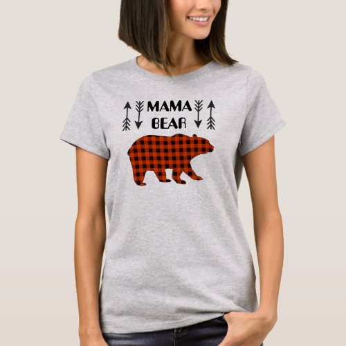 Buffalo Plaid Mama Bear T_Shirt