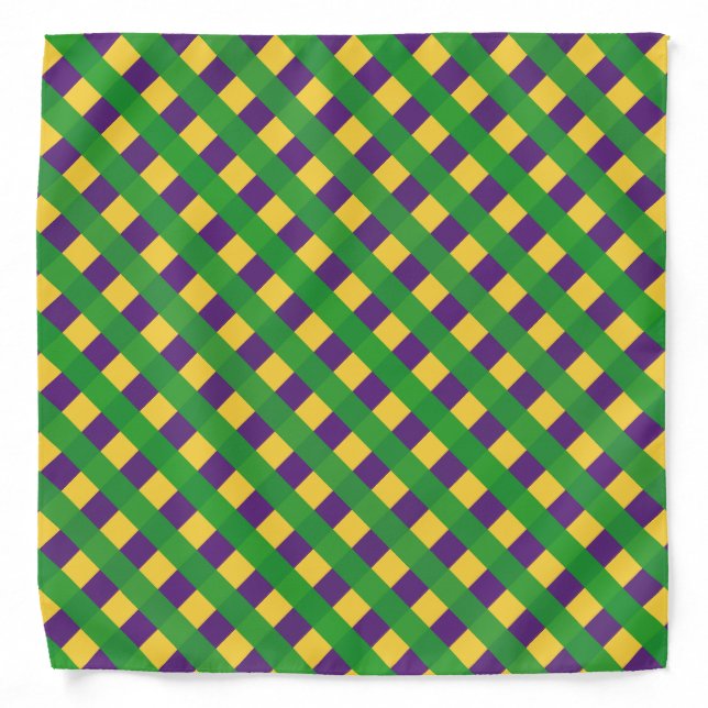 Buffalo Plaid Mardi Gras Style Bandana (Front)