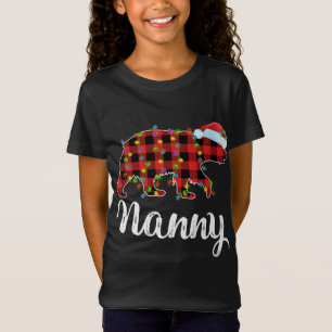 Buffalo Plaid Matching Family Christmas Nanny Bear T-Shirt