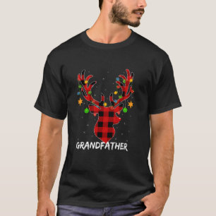 Buffalo Plaid Matching Reindeer Grandfather Christ T-Shirt