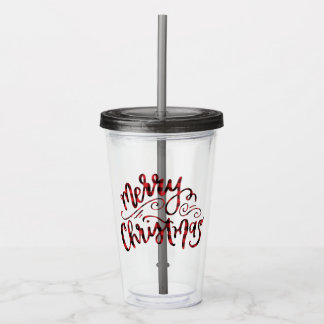 Buffalo Plaid Merry Christmas Acrylic Tumbler