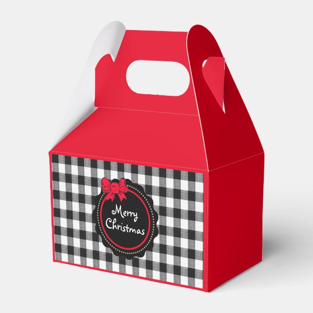 Buffalo Plaid Merry Christmas Party Supplies   Favor Boxes (Front Side)