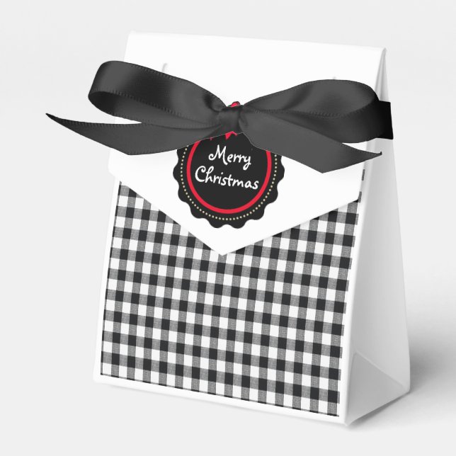 Buffalo Plaid Merry Christmas Party Supplies Favor Boxes (Front Side)