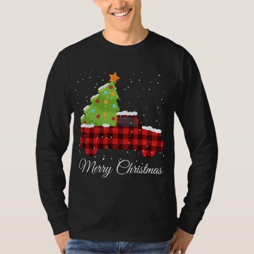 Buffalo Plaid Merry Christmas Red Truck With Chris T_Shirt