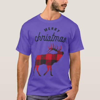 Buffalo Plaid Merry Christmas Reindeer Family Matc T-Shirt