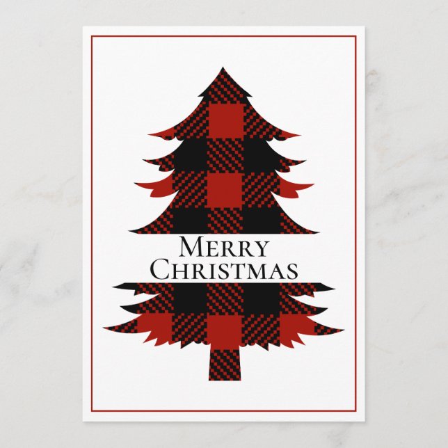 Buffalo Plaid Merry Christmas Rustic Simple (Front)