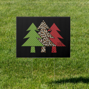 Buffalo Plaid Merry Christmas Tree Family Matching Sign